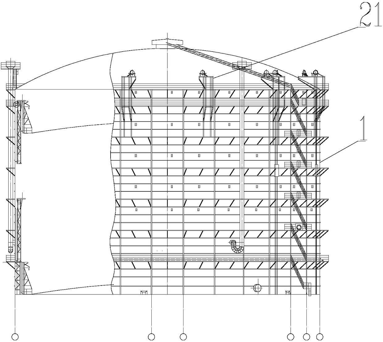 Rubber membrane seal gas tank with air-jet air cushion buffer device