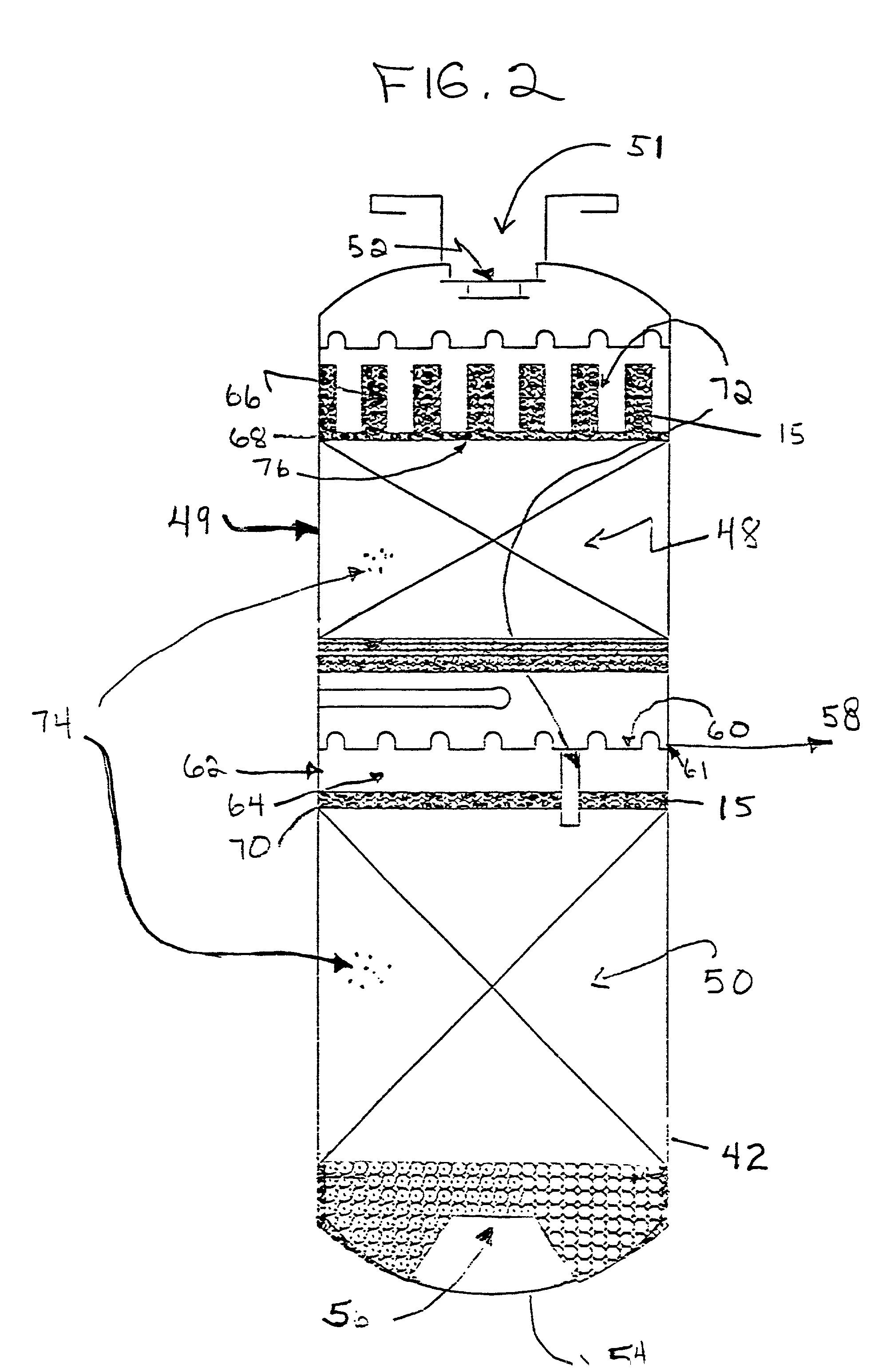 Filtering medium and method for contacting solids-containing feeds for chemical reactors