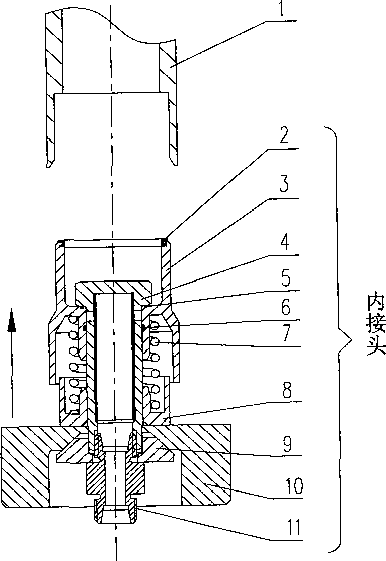 Self-sealing quick-changing joint and its mounting method