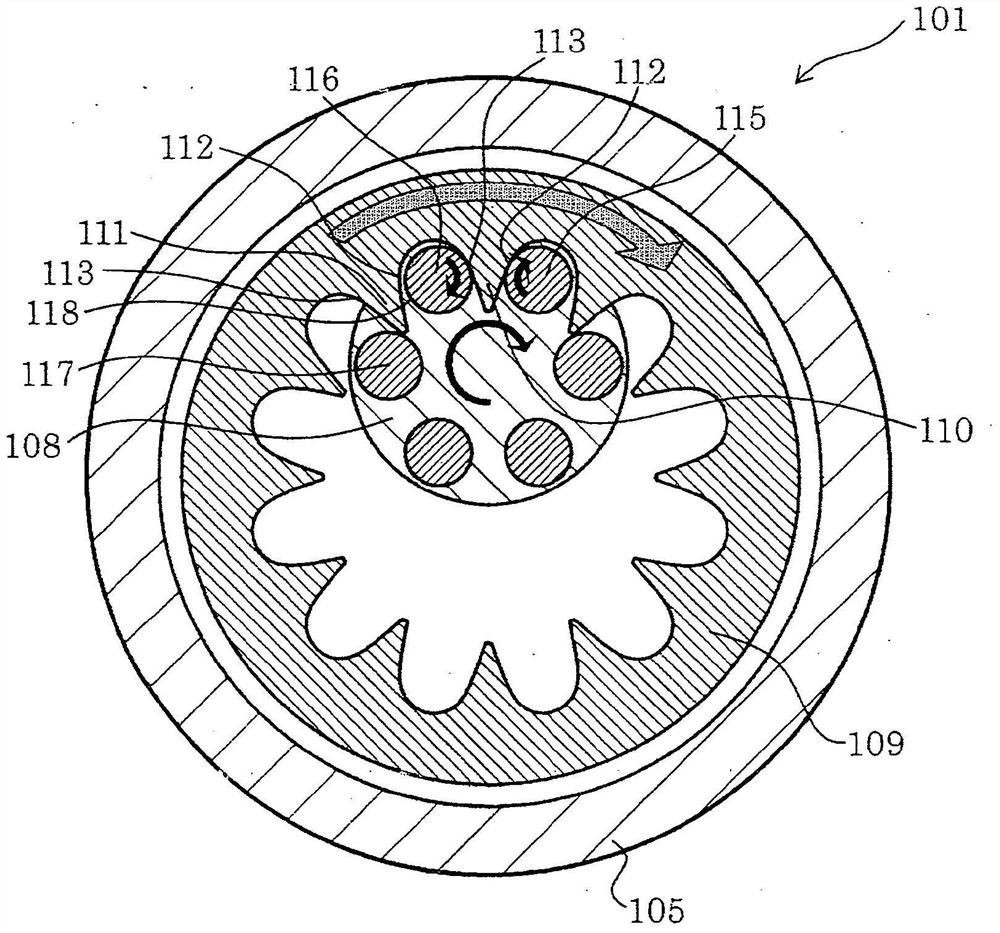 Power transmission using an inscribed cam and a cylindrical pinion