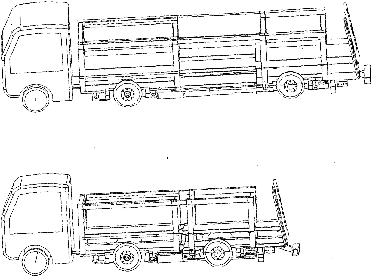 Double-layer transport vehicle capable of widening, narrowing, stretching and shortening