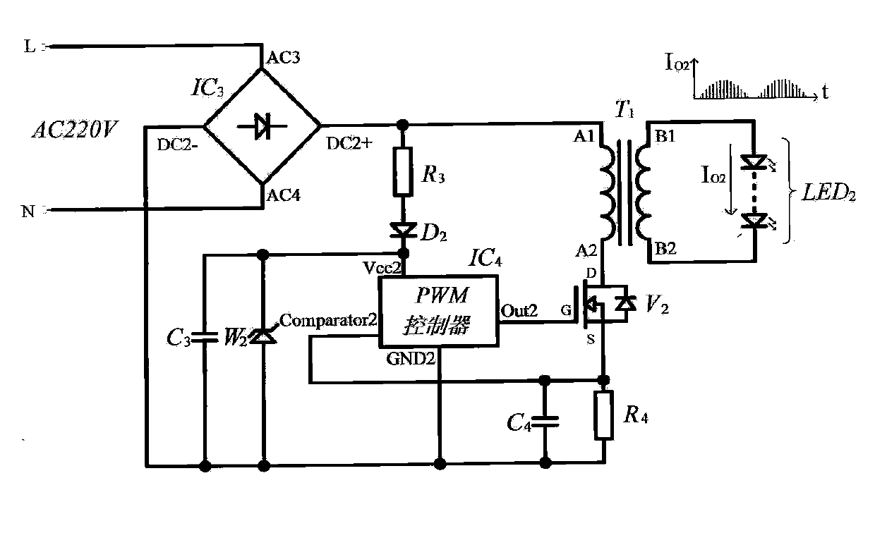 LED sine pulse type narrow pulse drive power supply