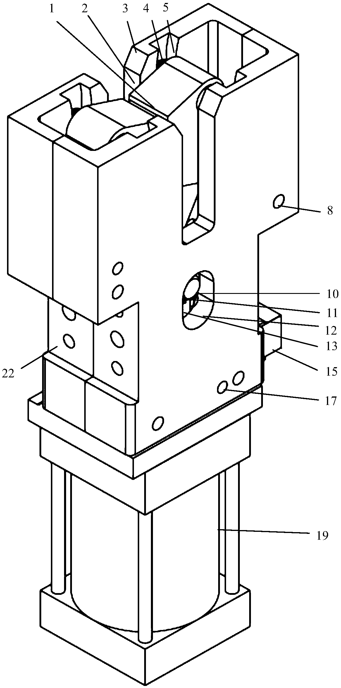 Plate shearing sliding groove type robot griper