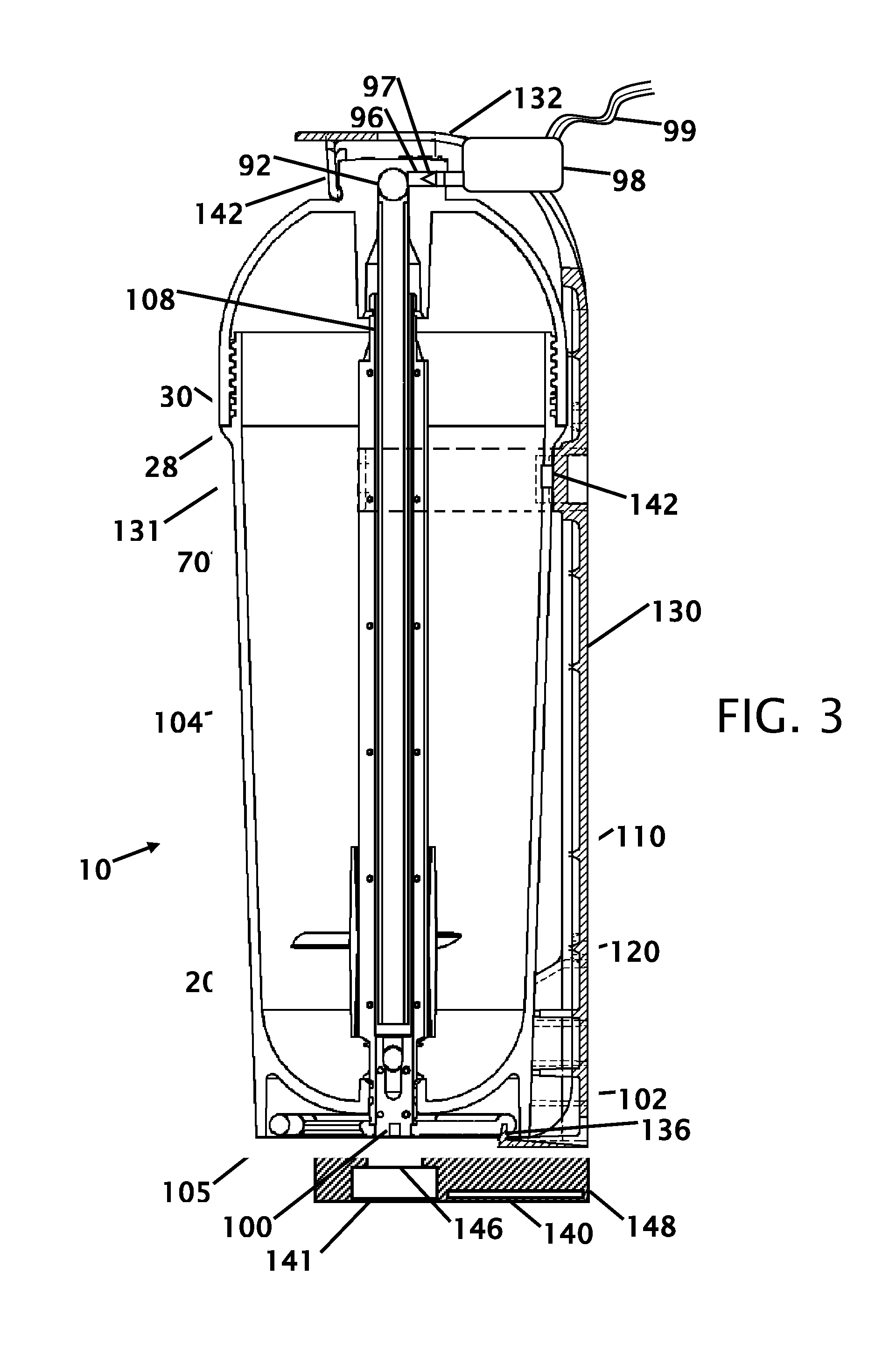 Self-Fluffing Vehicle Fire Extinguisher