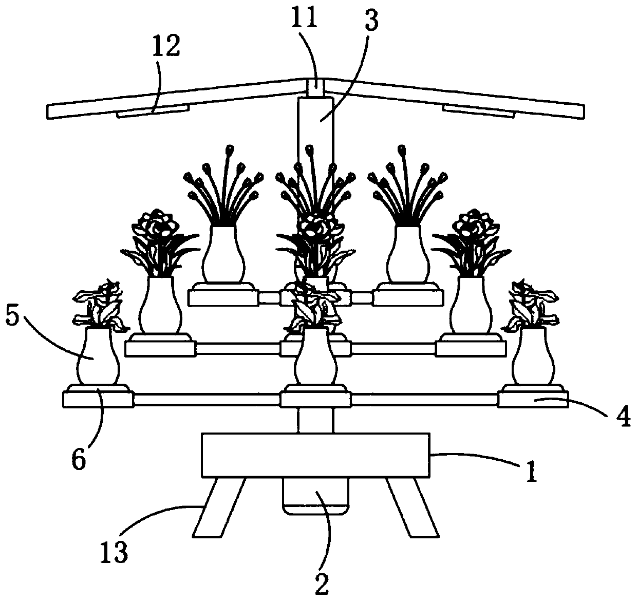 Multi-layer rotary potted plant cultivated through gel matrix and preparation method thereof