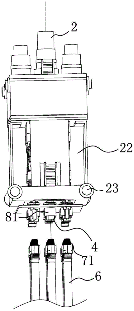 Drill stem dismounting and mounting device of pile driver