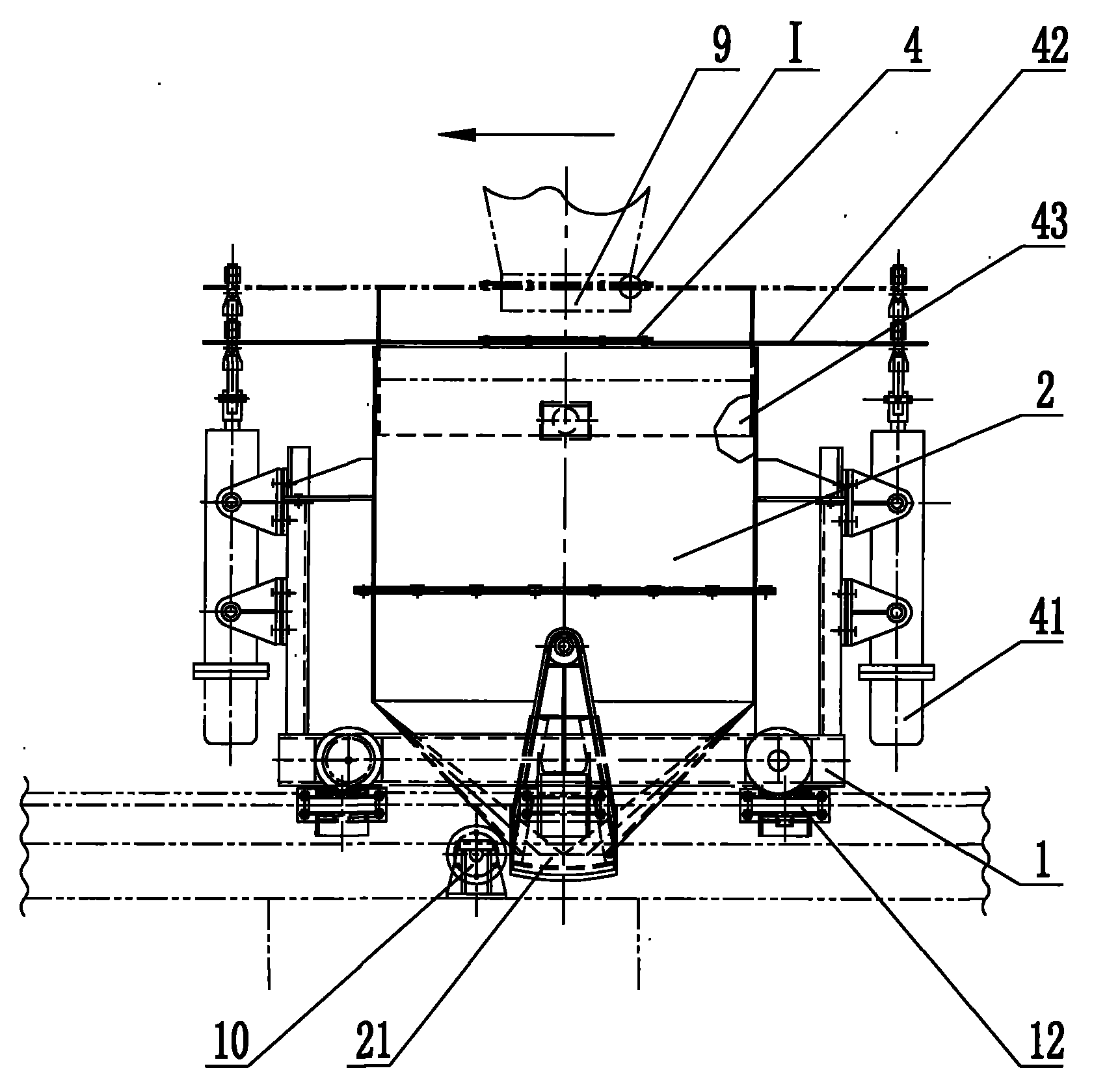 Electric bogie with material receiving sealing device