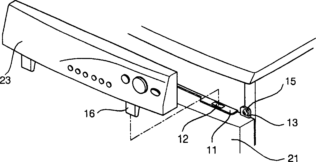 Mounting structure of control panel of rolling drum washing machine