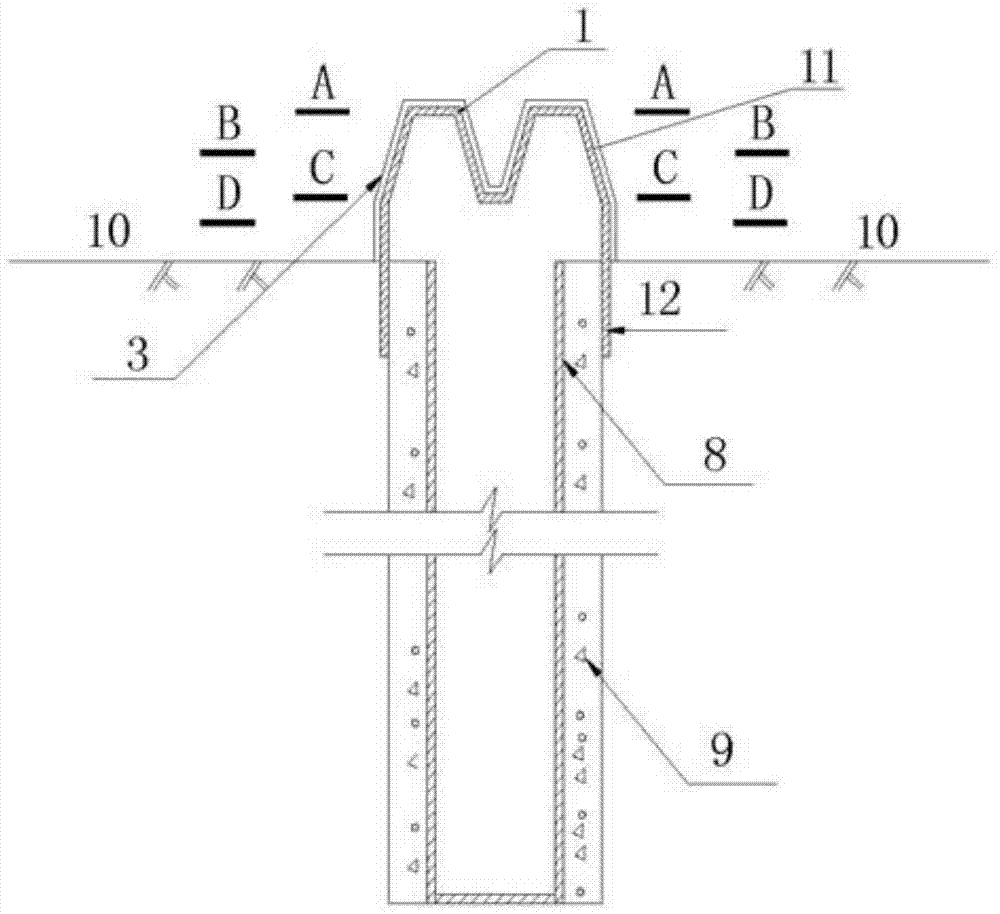 Wellhead device of platform-shaped dual self-seepage reverse filtration reinjection well