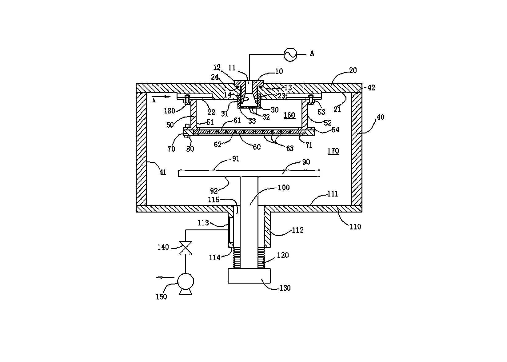 Vacuum cavity chamber capable of rapidly changing gas-homogenizing mode