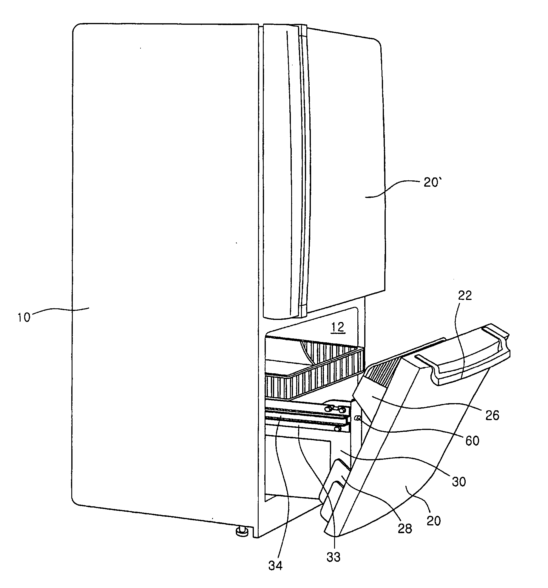 Door apparatus for drawer type refrigerator