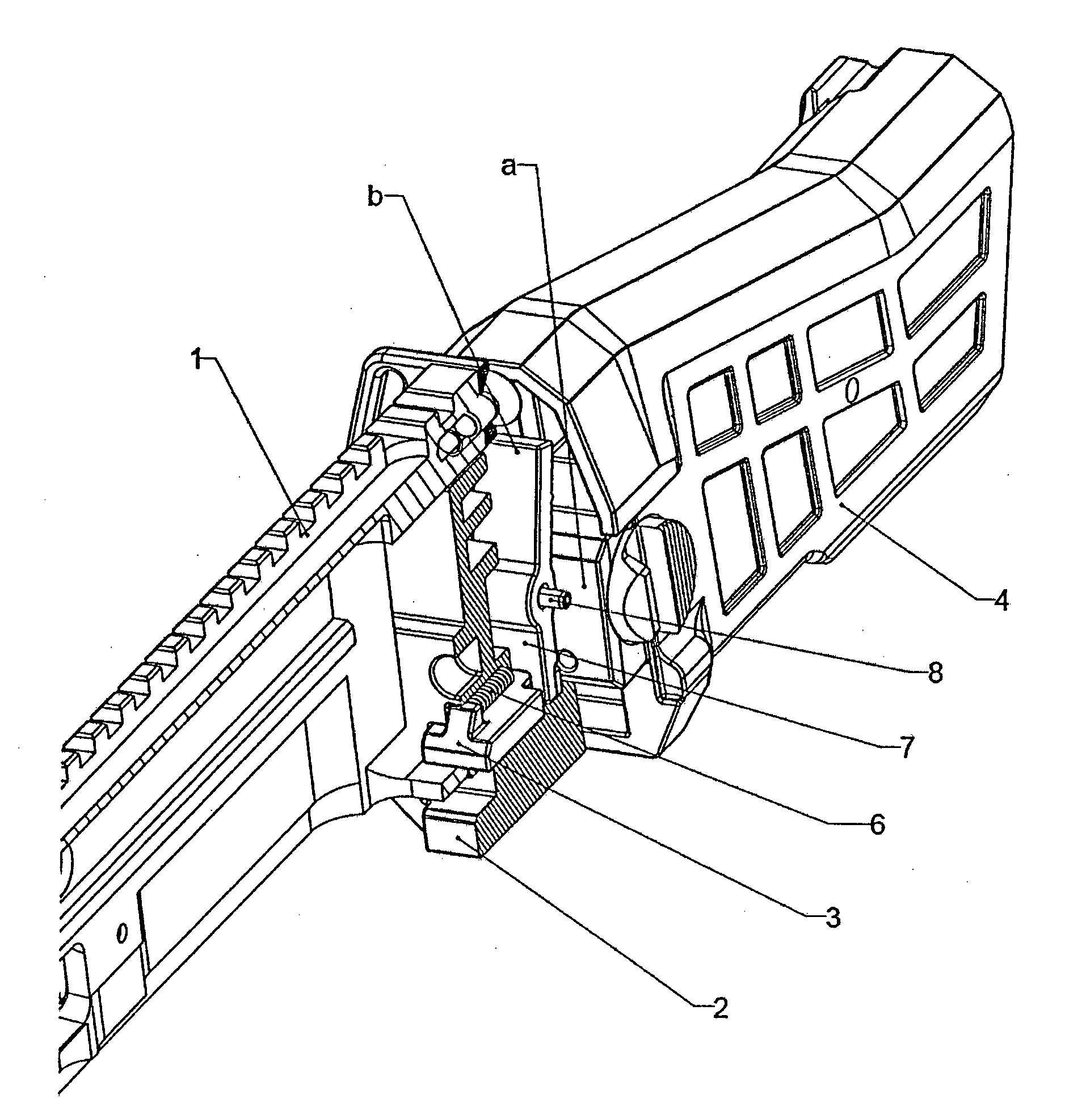 Connecting mechanism for connection of the firearm receiver and the shoulder mount