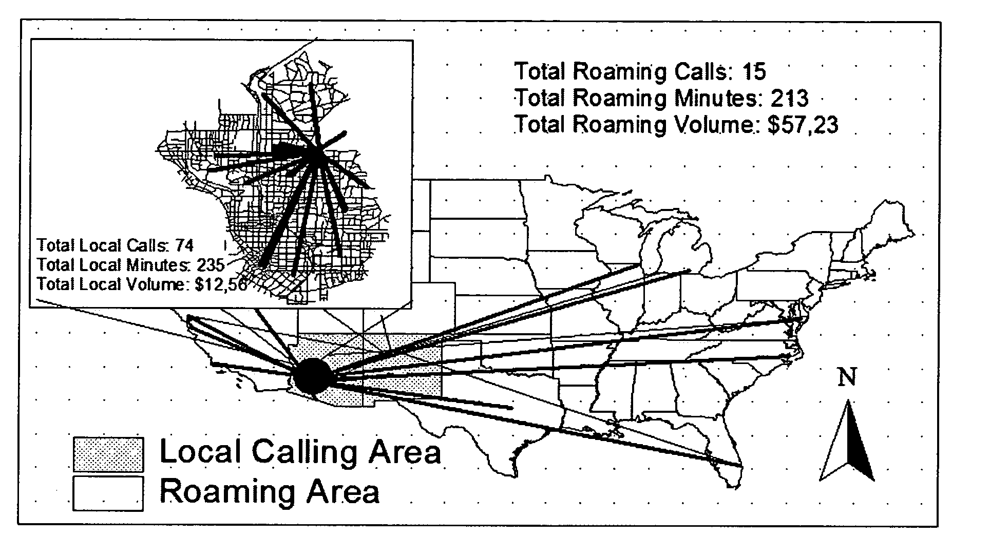 Call log maps embedded within or provided with telephone and pager billing statements
