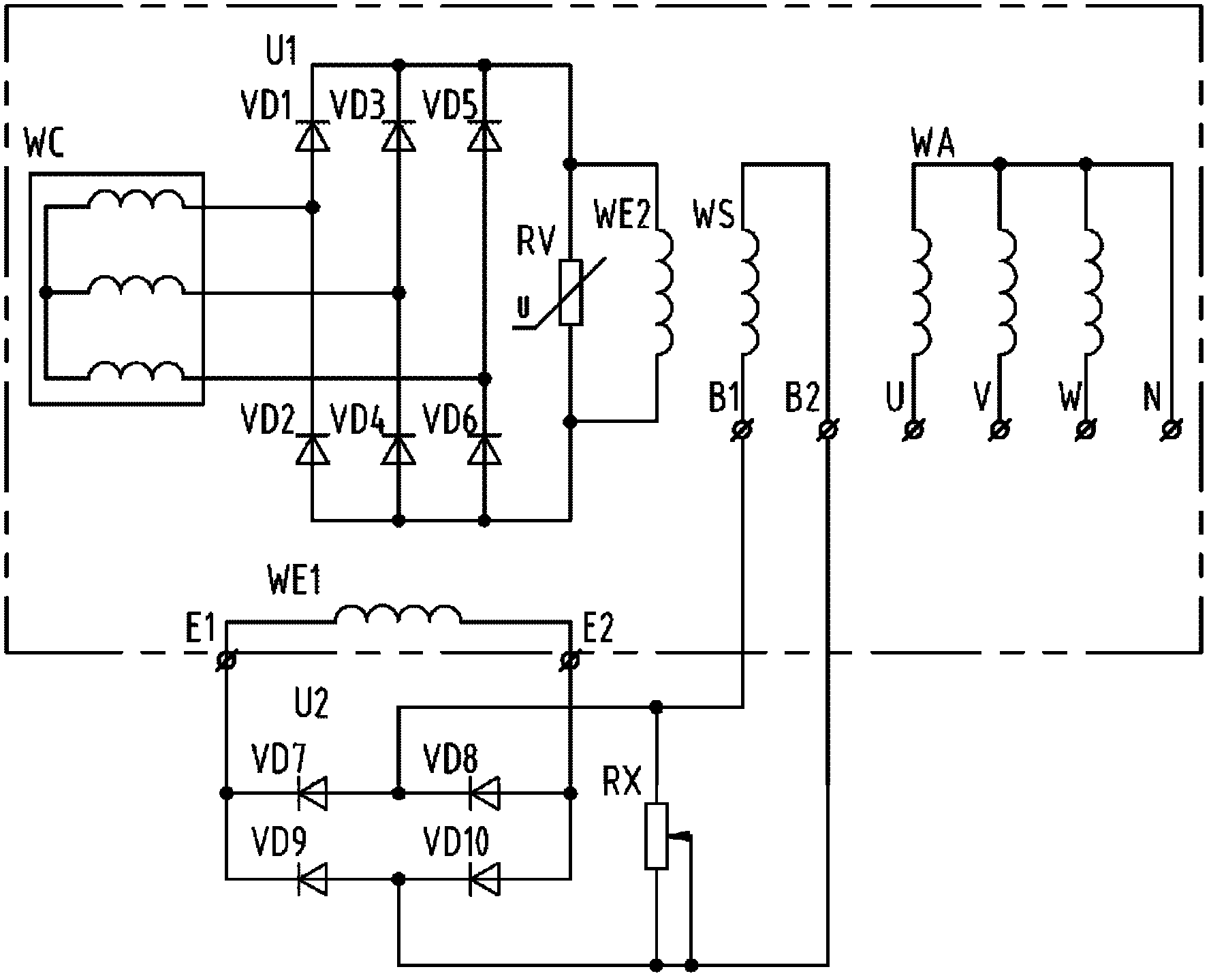 Brushless generator in automatic voltage regulation state