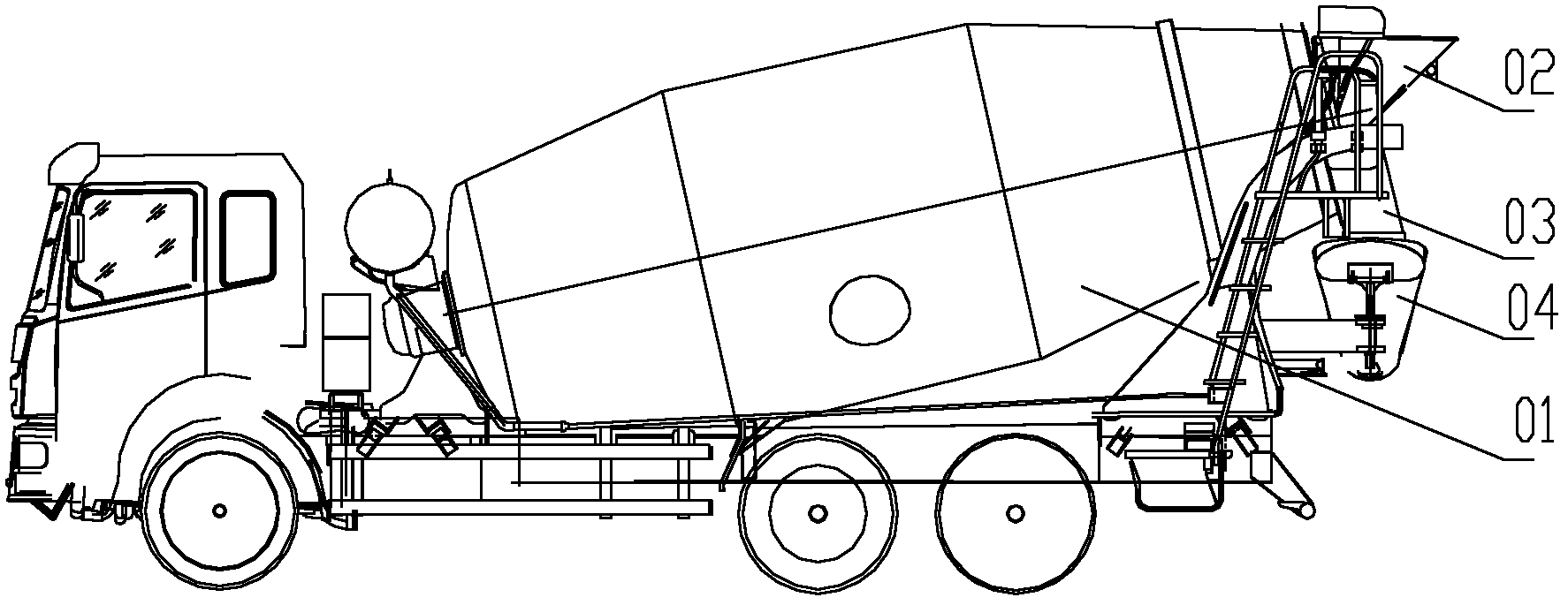 Automatic discharge system and concrete mixing vehicle