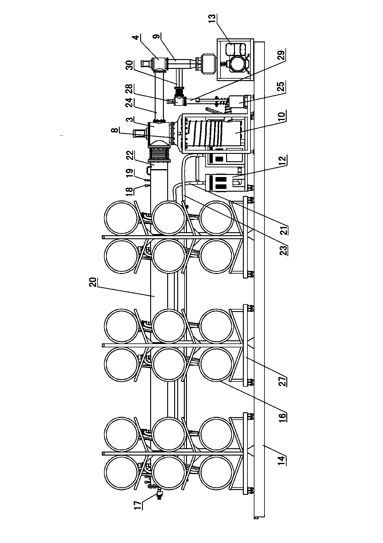 Liquefied natural gas bottle sandwiching vacuum-pumping system and method with function of circularly heating inner container