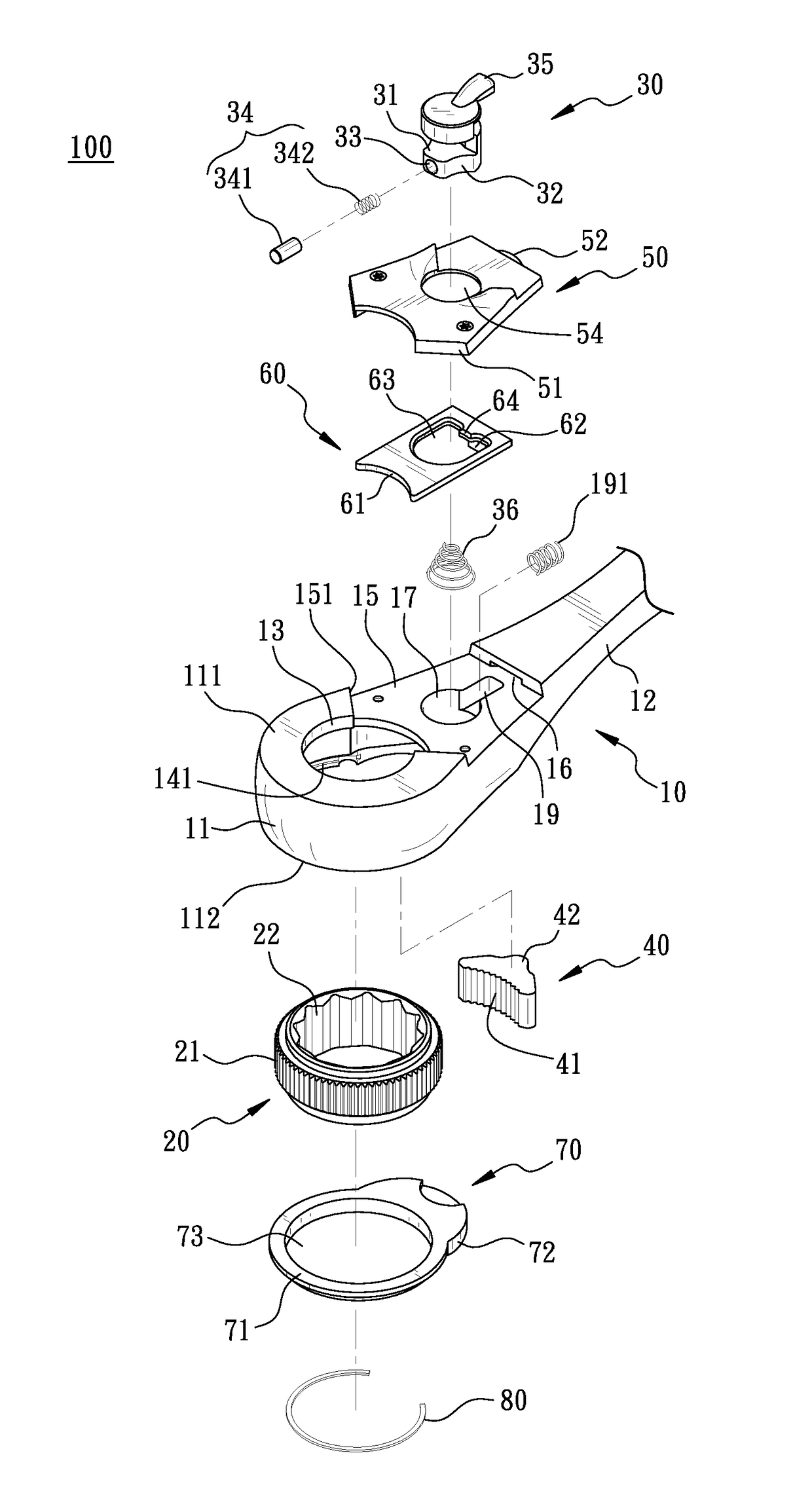 Ratchet wrench with efficient driver changing function