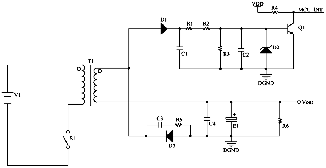 Quick power failure detection system based on flyback topology, and method