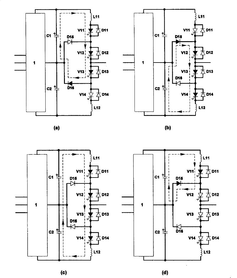 Three-level integrated gate commutation thyristor voltage source inverter bridge arm through protector