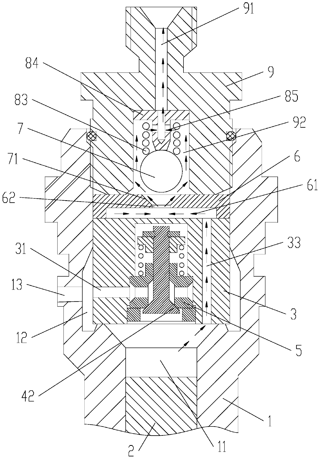 Common-rail high-pressure oil inlet/outlet valve assembly and common-rail high-pressure oil supply pump