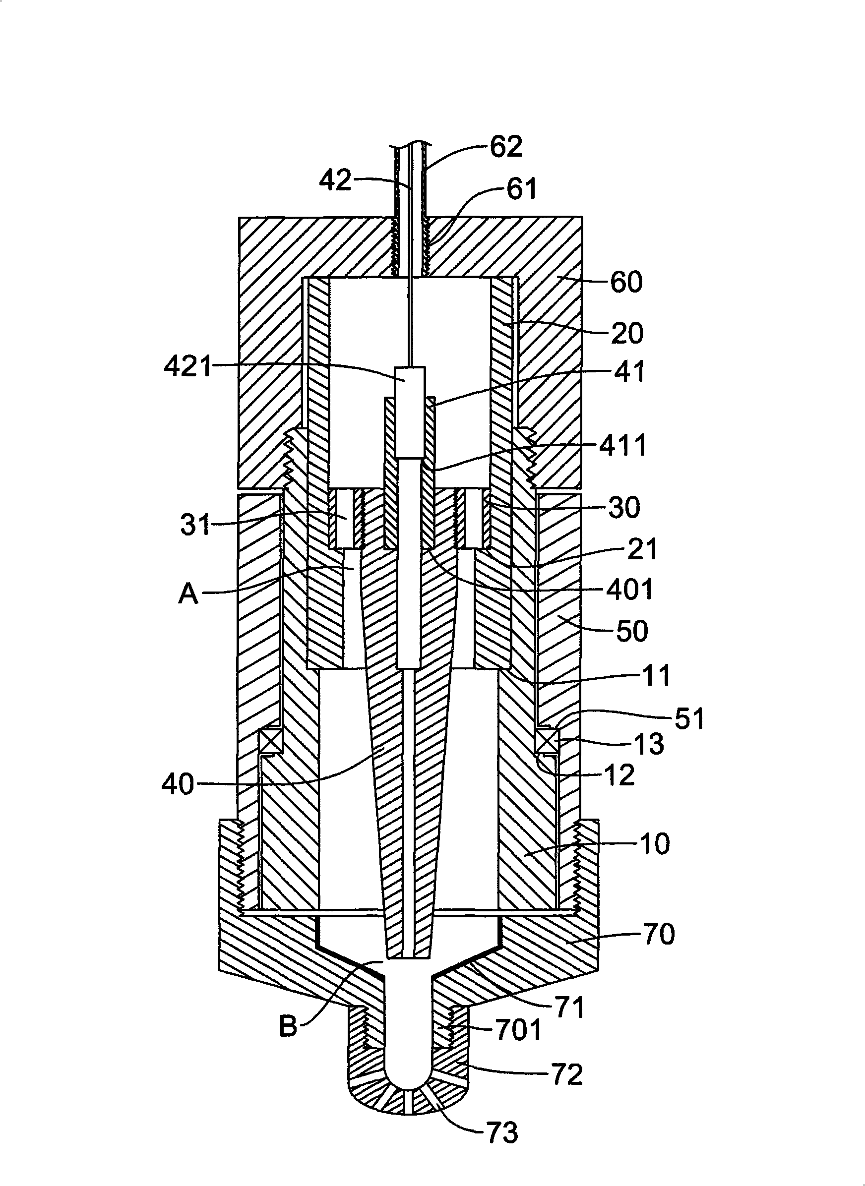 Electrode device for spouting electric slurry as well as system thereof