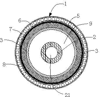 Submarine power cable with insulating composite layer