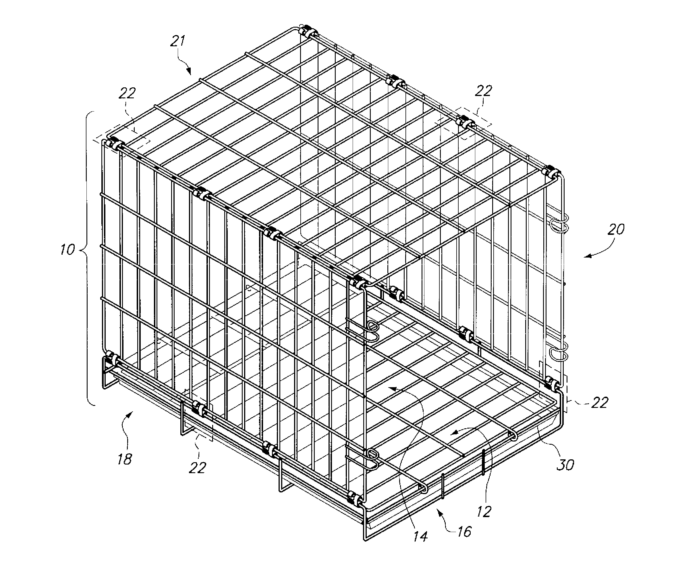 Pet enclosure with dual axes swivel connector