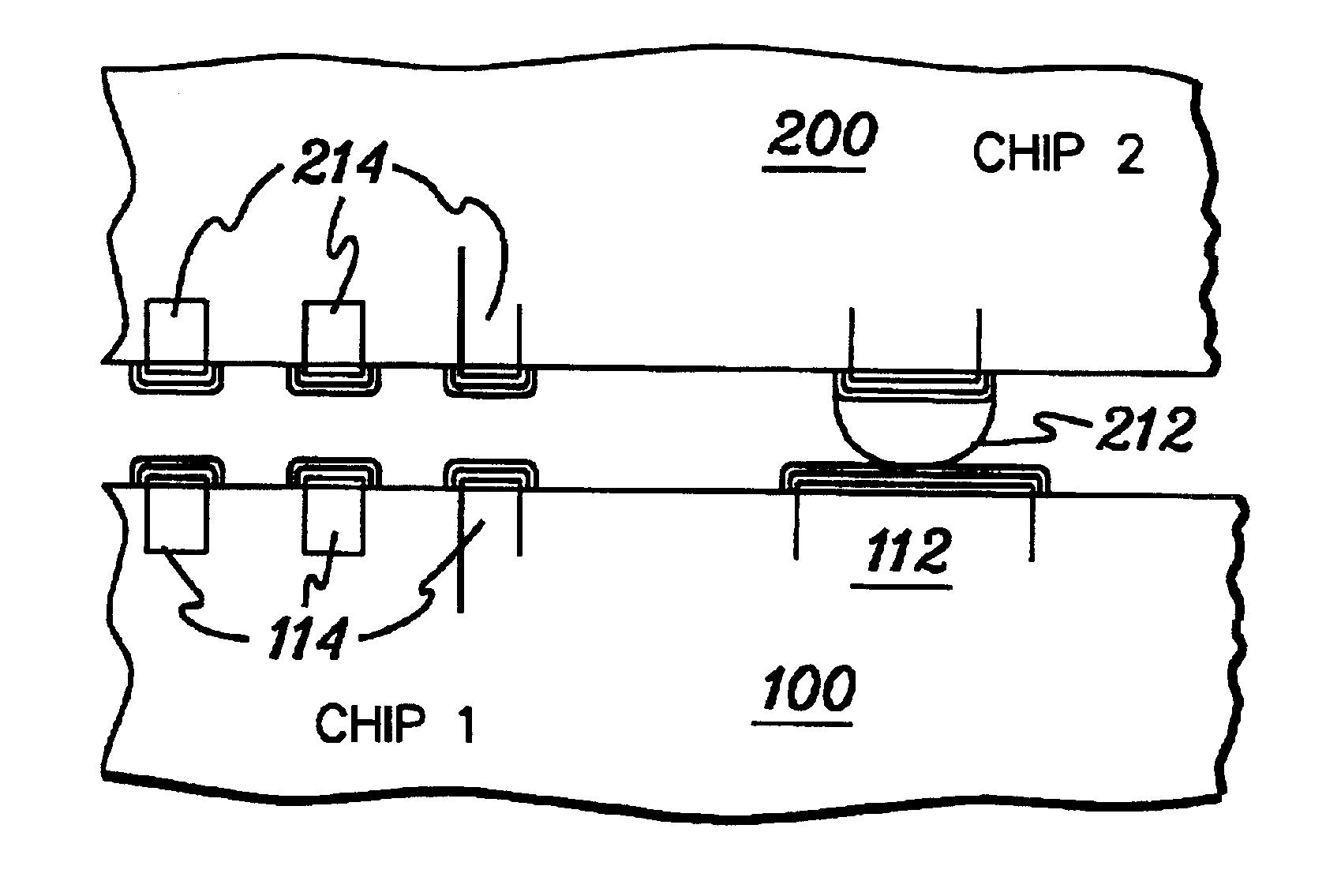 Multi-chip stack and method of fabrication utilizing self-aligning electrical contact array
