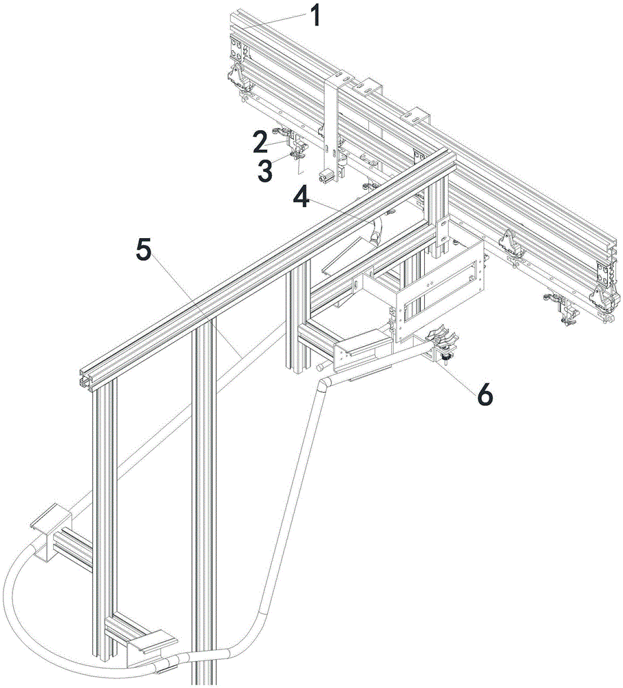 Electric suspended conveying system for clothing materials and implementation method for electric suspended conveying system