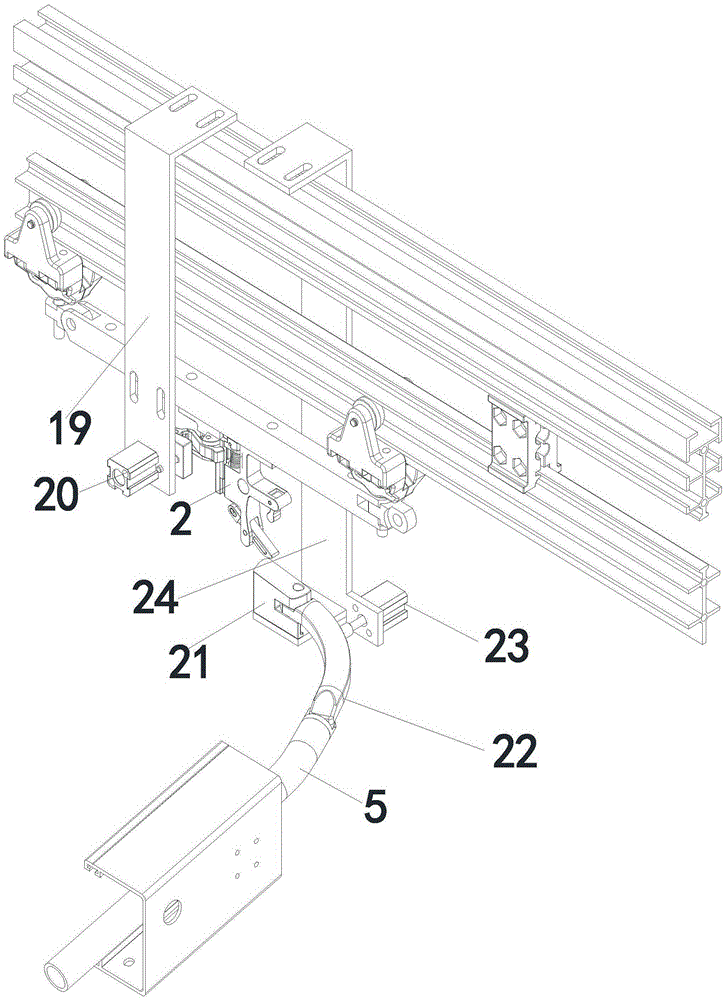 Electric suspended conveying system for clothing materials and implementation method for electric suspended conveying system