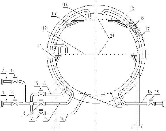 Low-temperature double-ball spherical tank liquid distribution system and precooling method