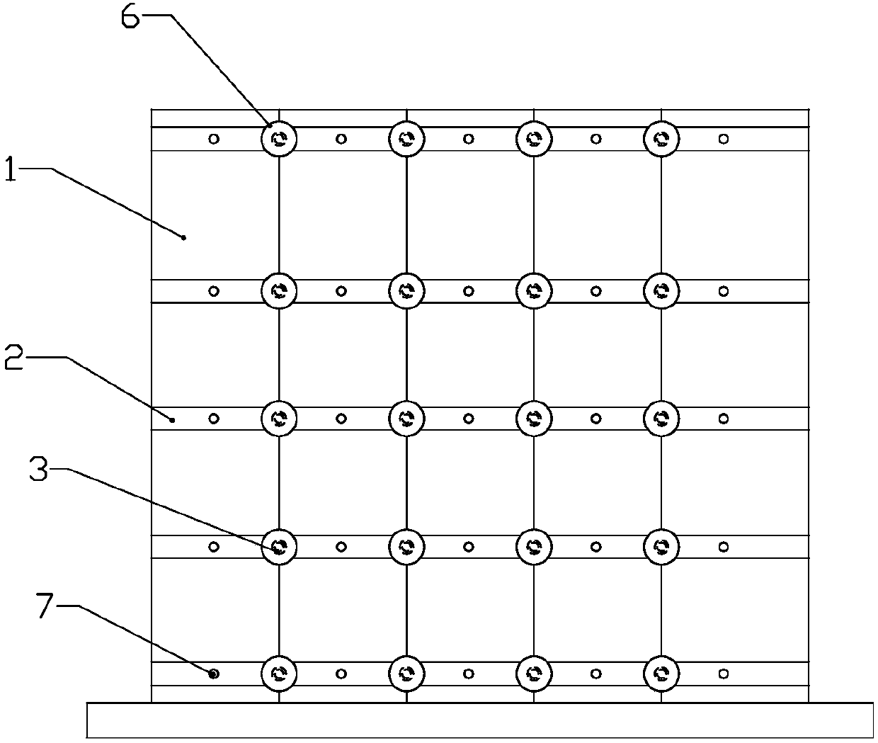 PP module assembled pond full water test reinforcing device and method