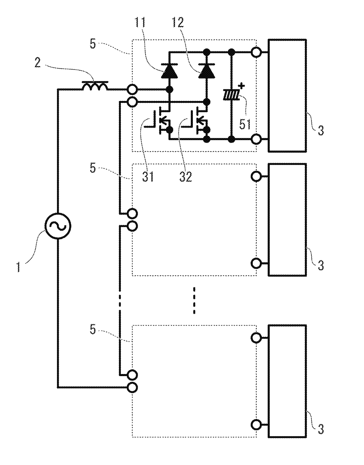 Power factor improving converter, and power supply device including power factor improving converter