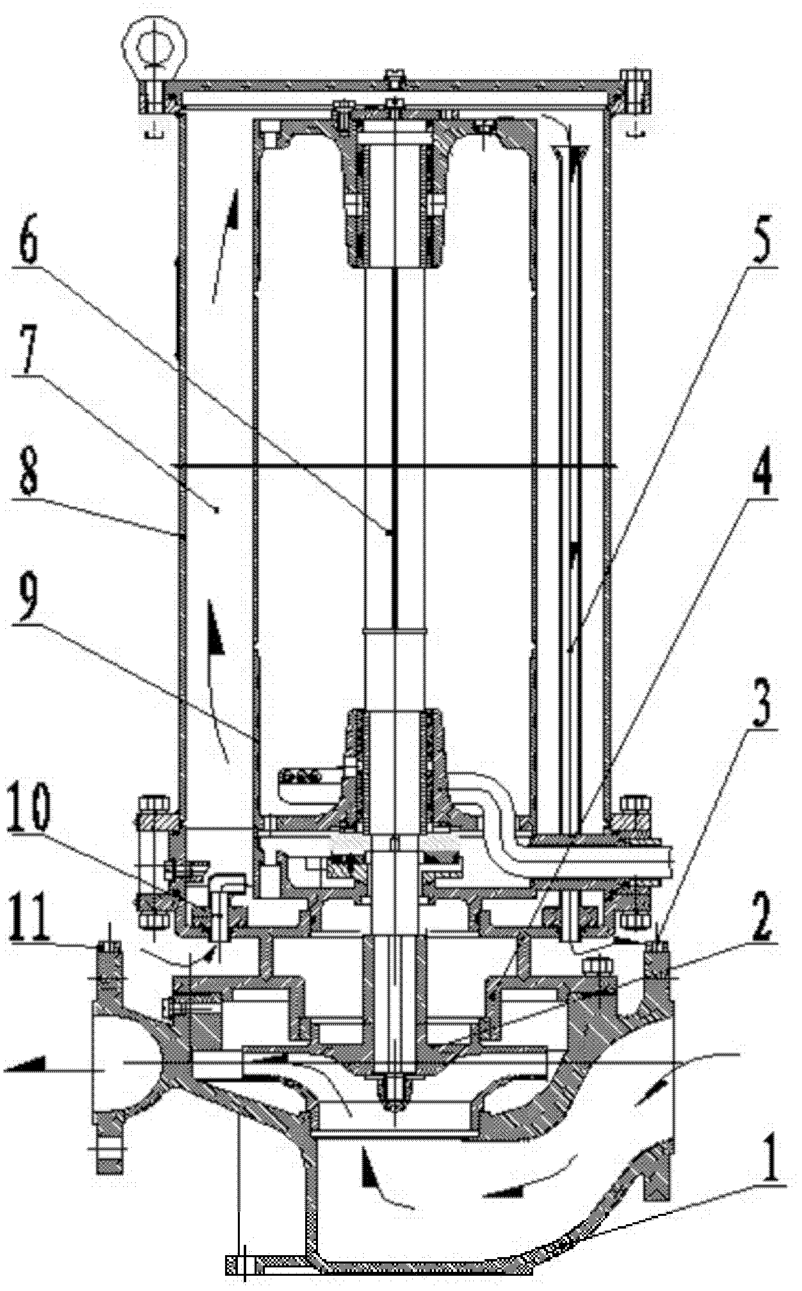 An amphibious vertical centrifugal pump unit