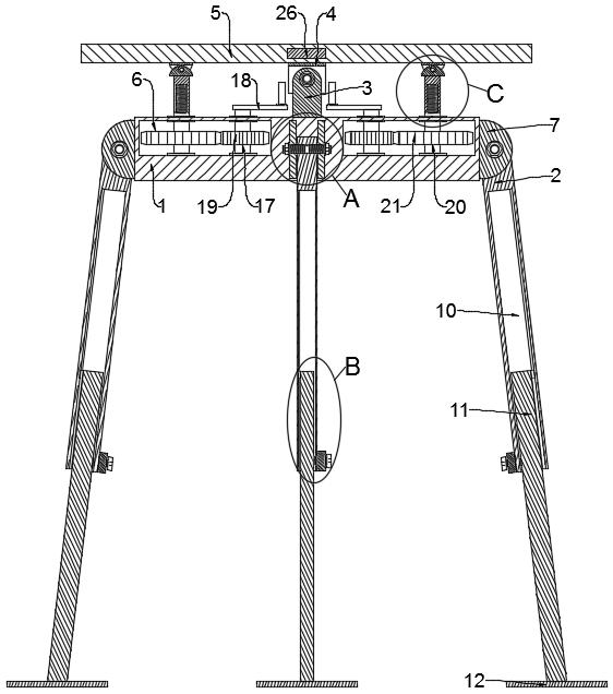 Construction engineering cost on-site surveying and mapping device capable of achieving rapid leveling