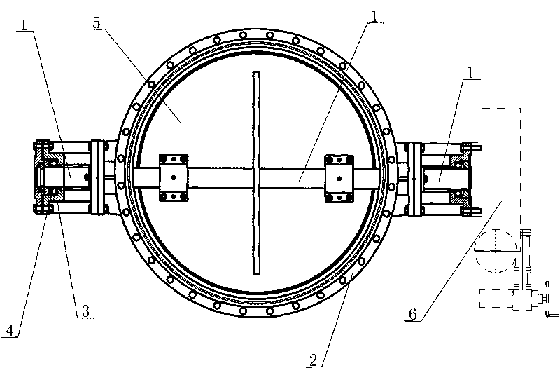 Valve shaft supporting structure of large-diameter butterfly valve