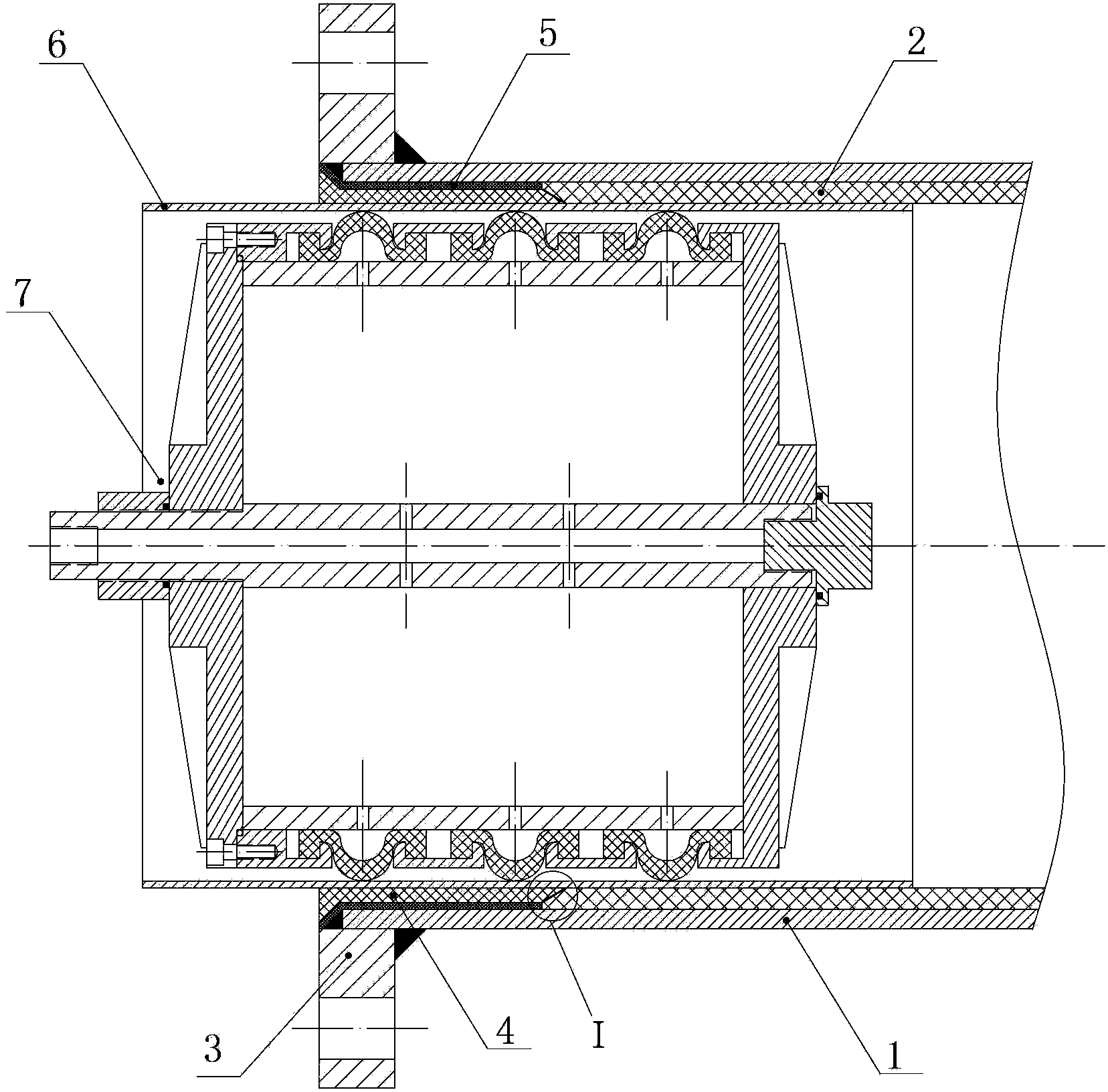 Plastic-filling construction method and tooling for broken pipe ends welded with flanges on lining-plastic composite steel pipe