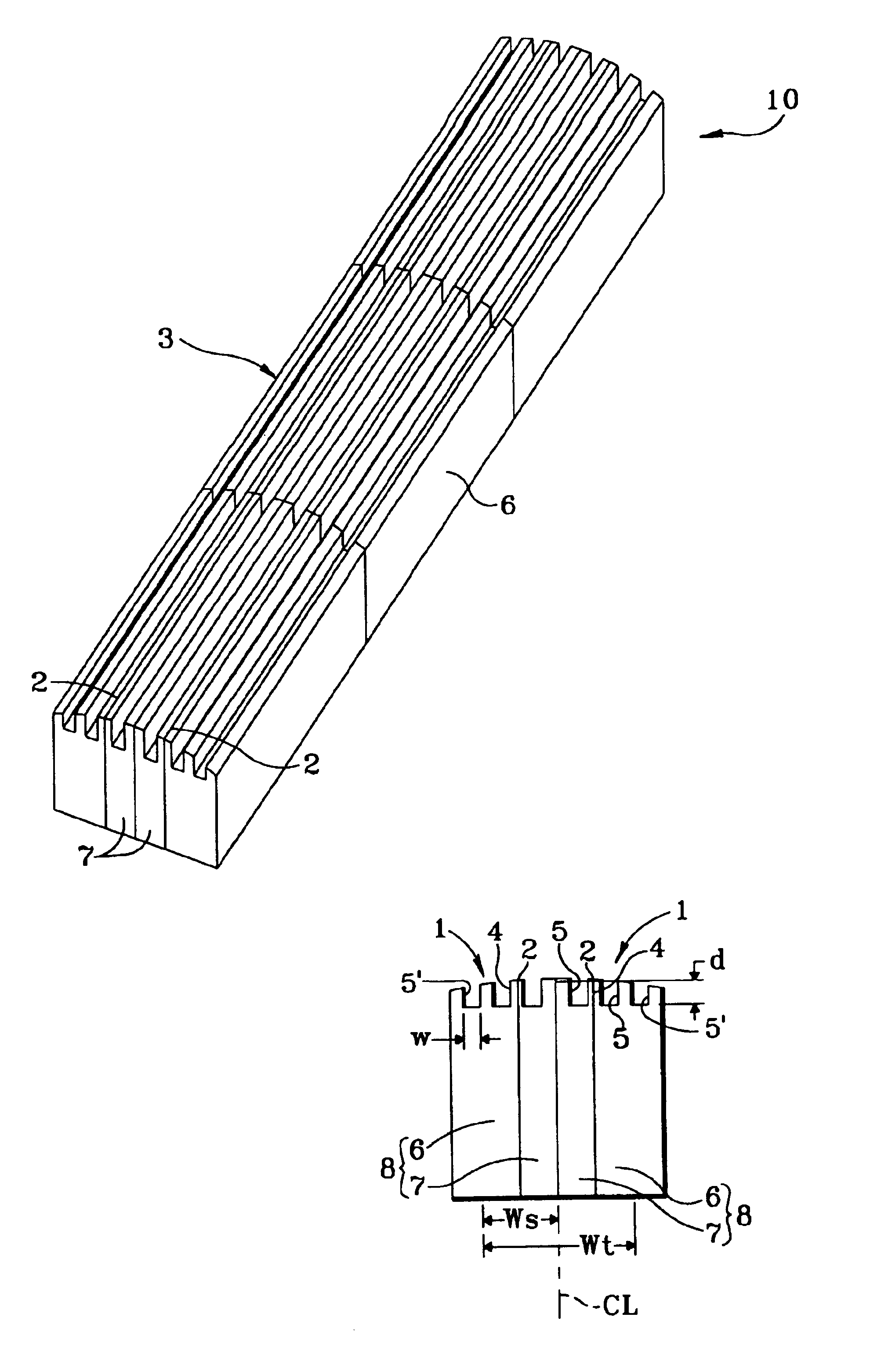 Read/write head for a magnetic tape device having grooves for reducing tape floating