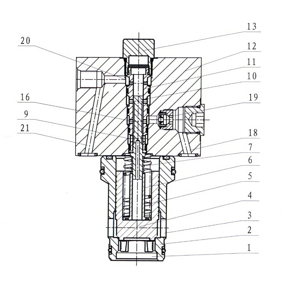 Large-flow mechanical feedback pilot control plug-in type proportional throttling valve system