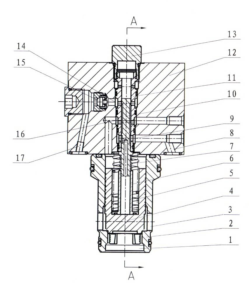 Large-flow mechanical feedback pilot control plug-in type proportional throttling valve system