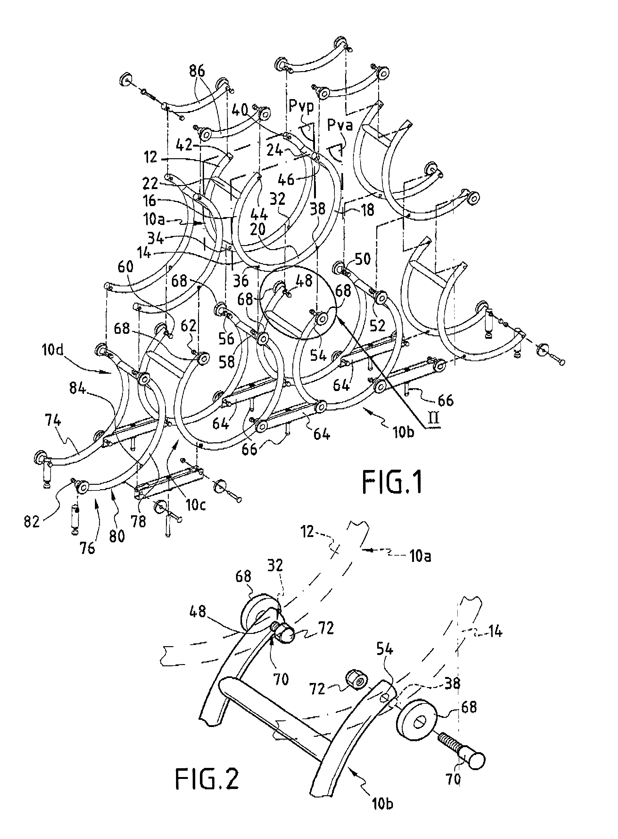 Rack for supporting circularly symmetrical containers