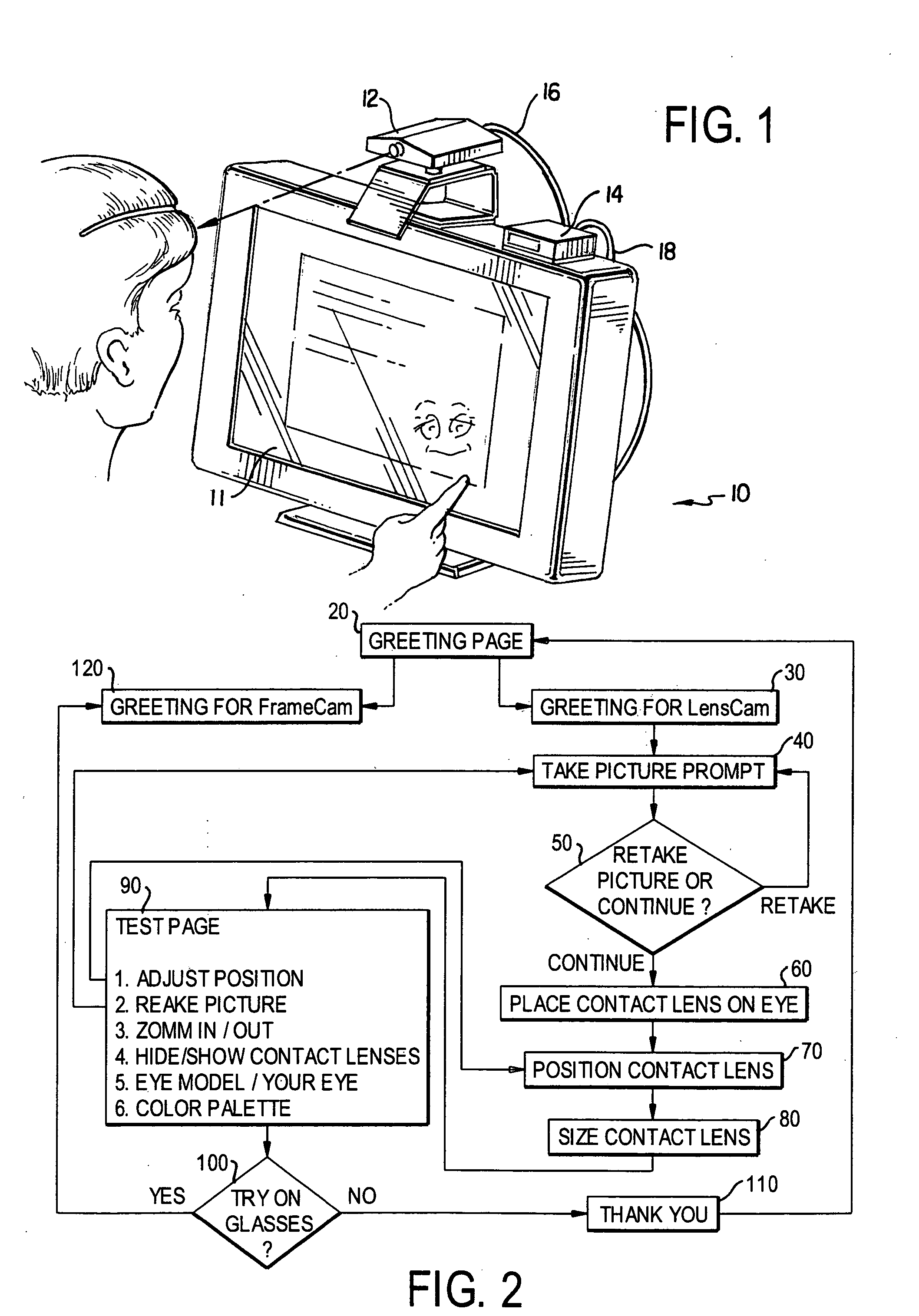 Method of interactive system for previewing and selecting eyewear