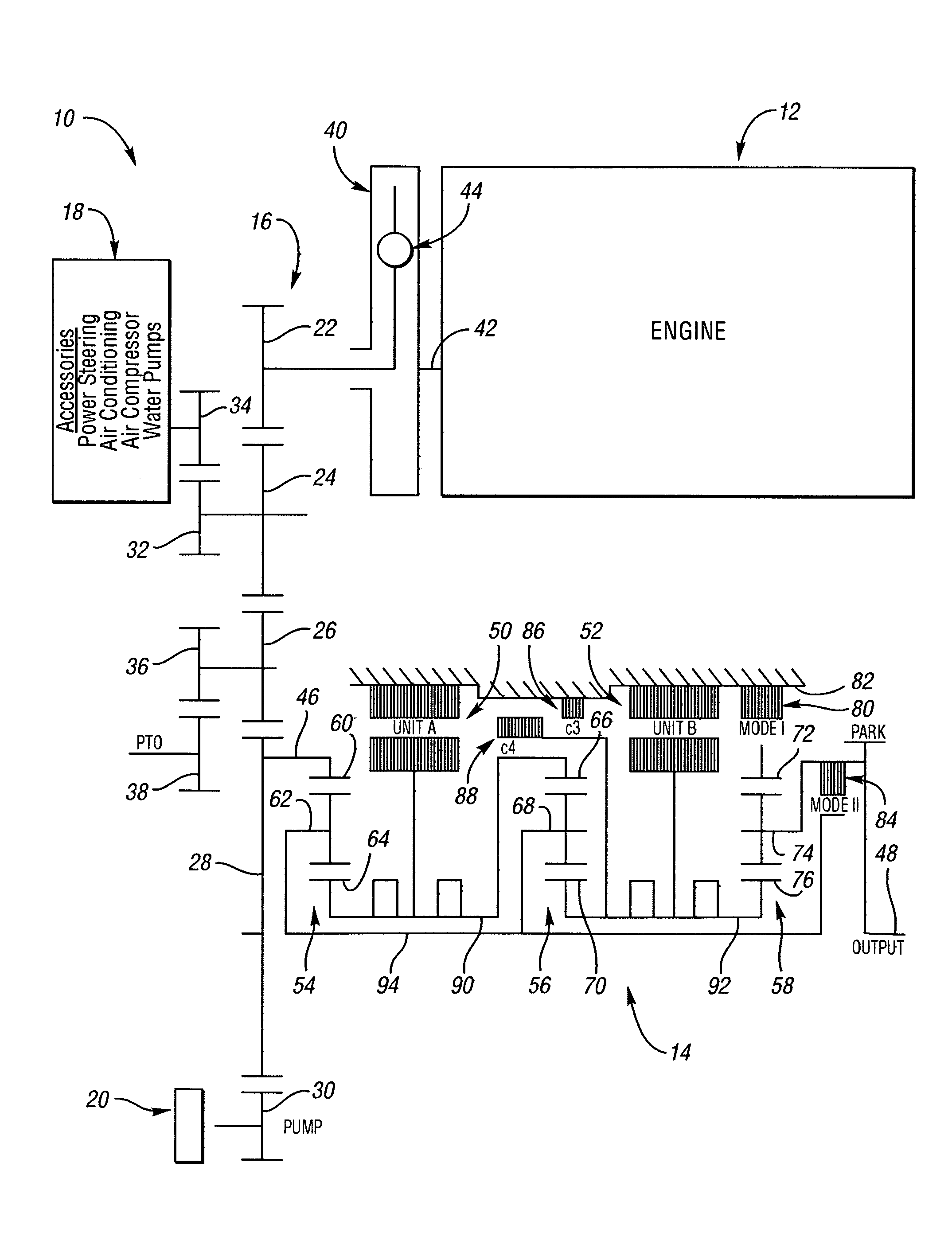 Powertrain including input disconnect and accessory drive system for an electrically variable transmission