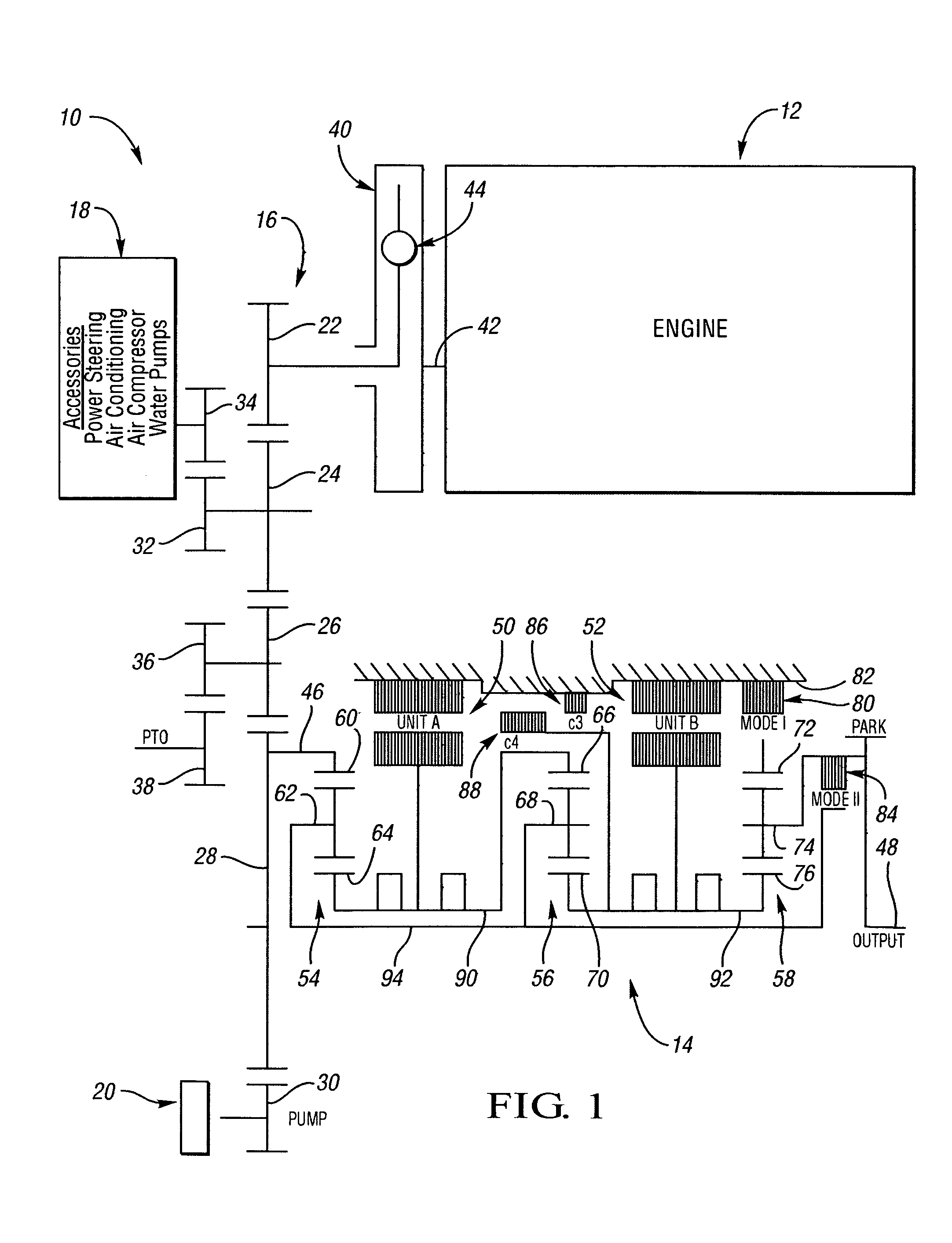 Powertrain including input disconnect and accessory drive system for an electrically variable transmission