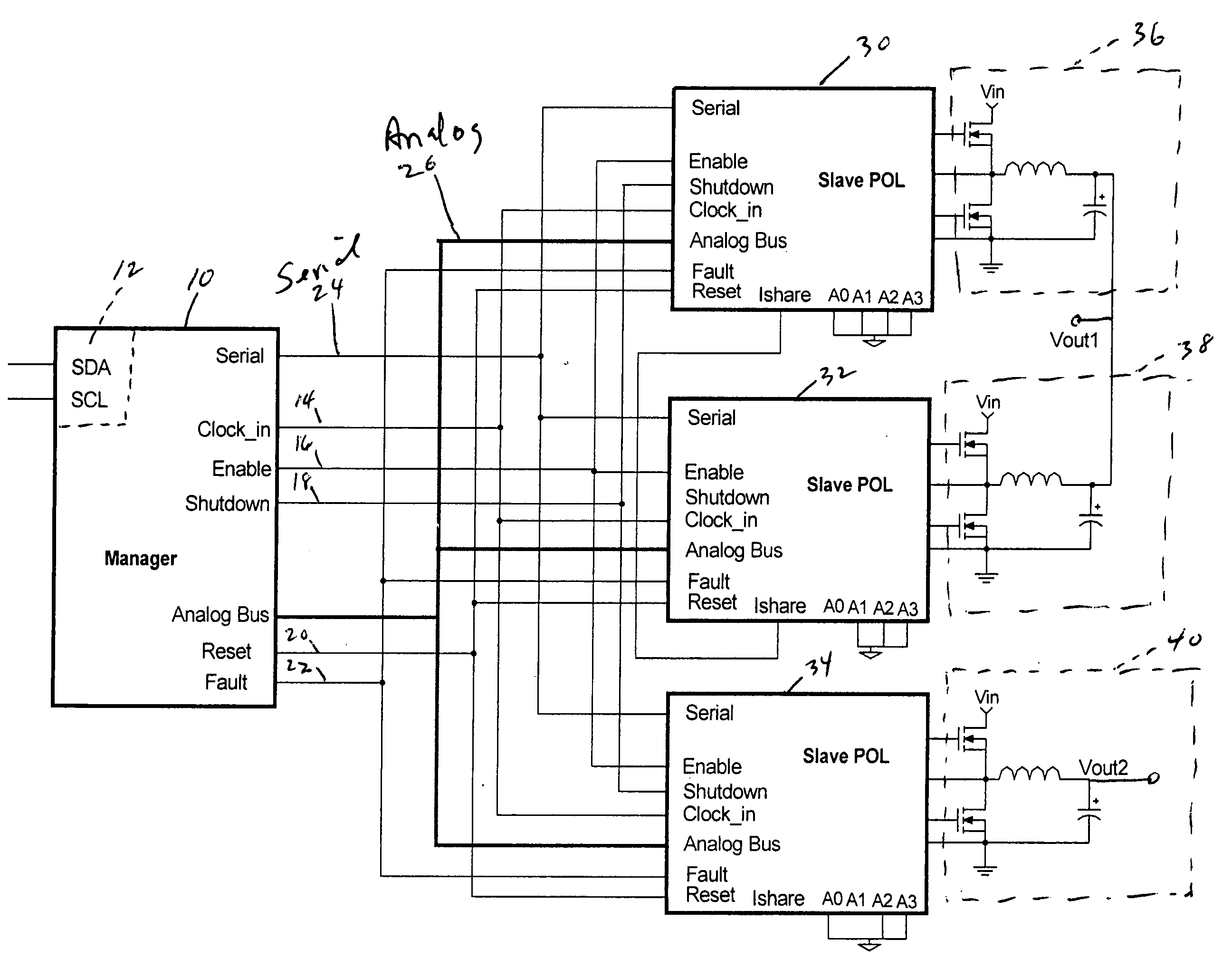 Pol system architecture with analog bus