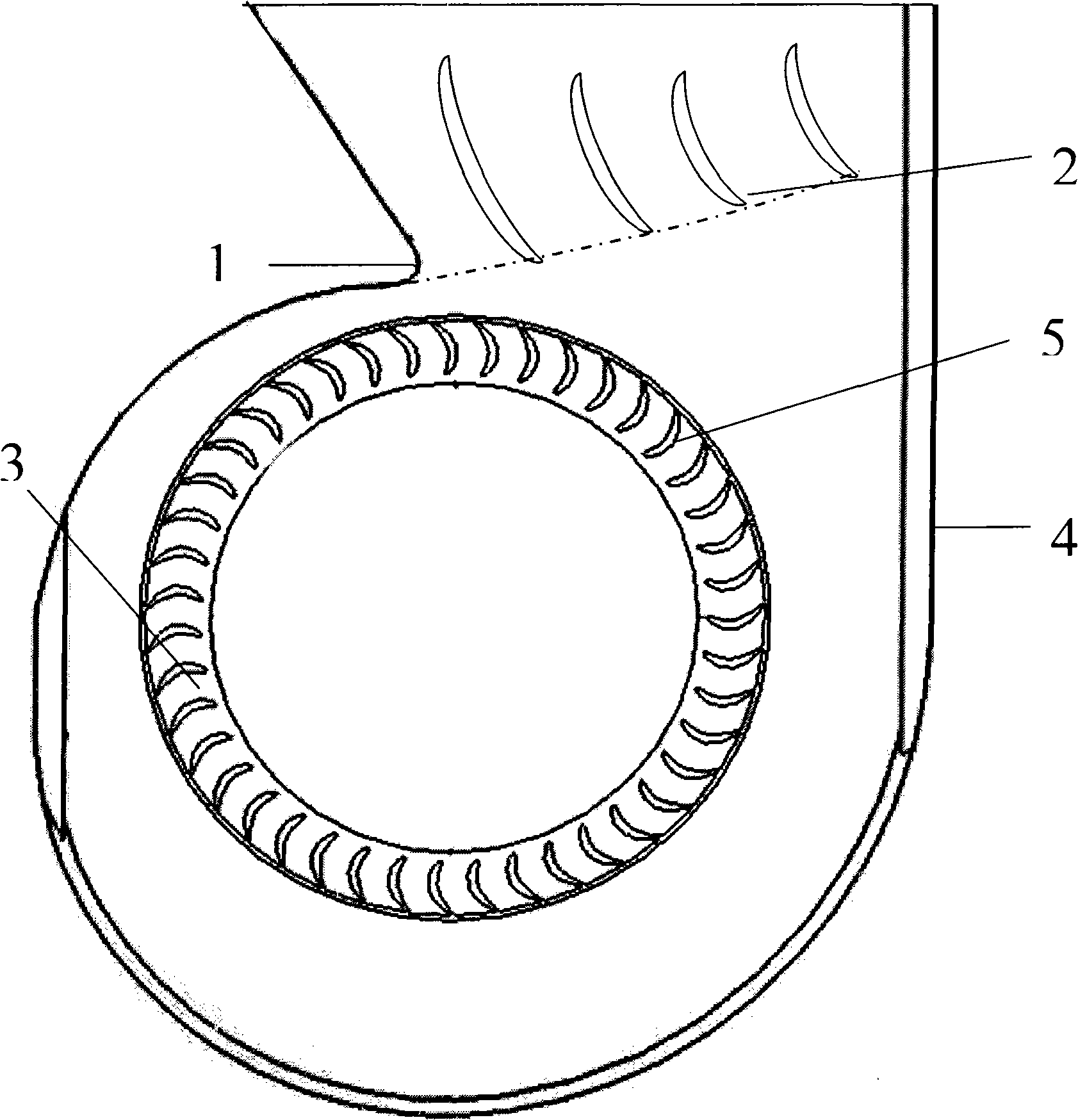 Centrifugal fan assembled guide vane vortex tongue structure