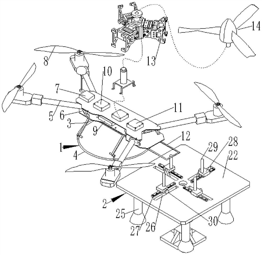 Foldable and retractable quadcopter, control method and fire extinguishing fleet