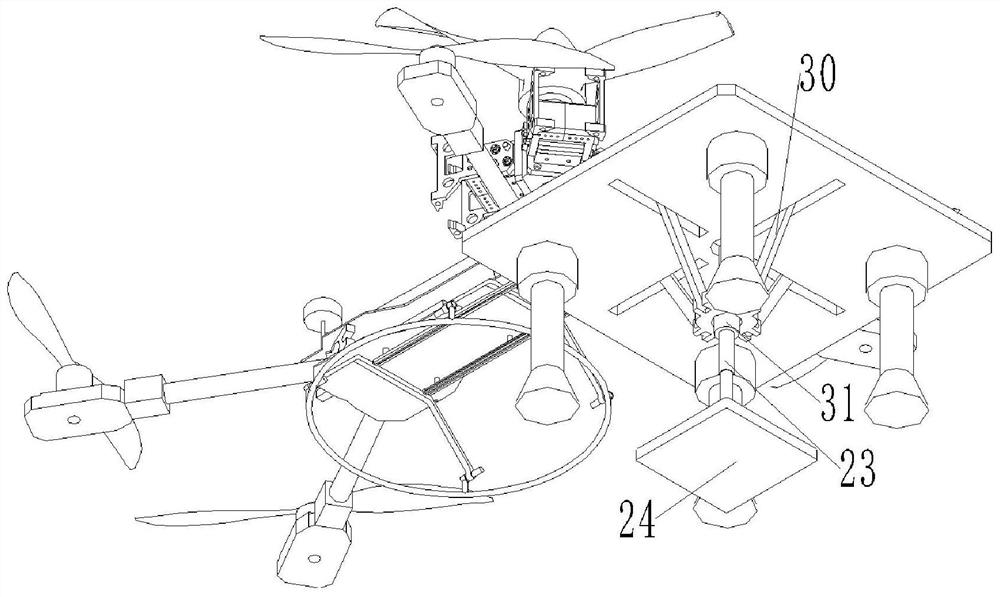 Foldable and retractable quadcopter, control method and fire extinguishing fleet