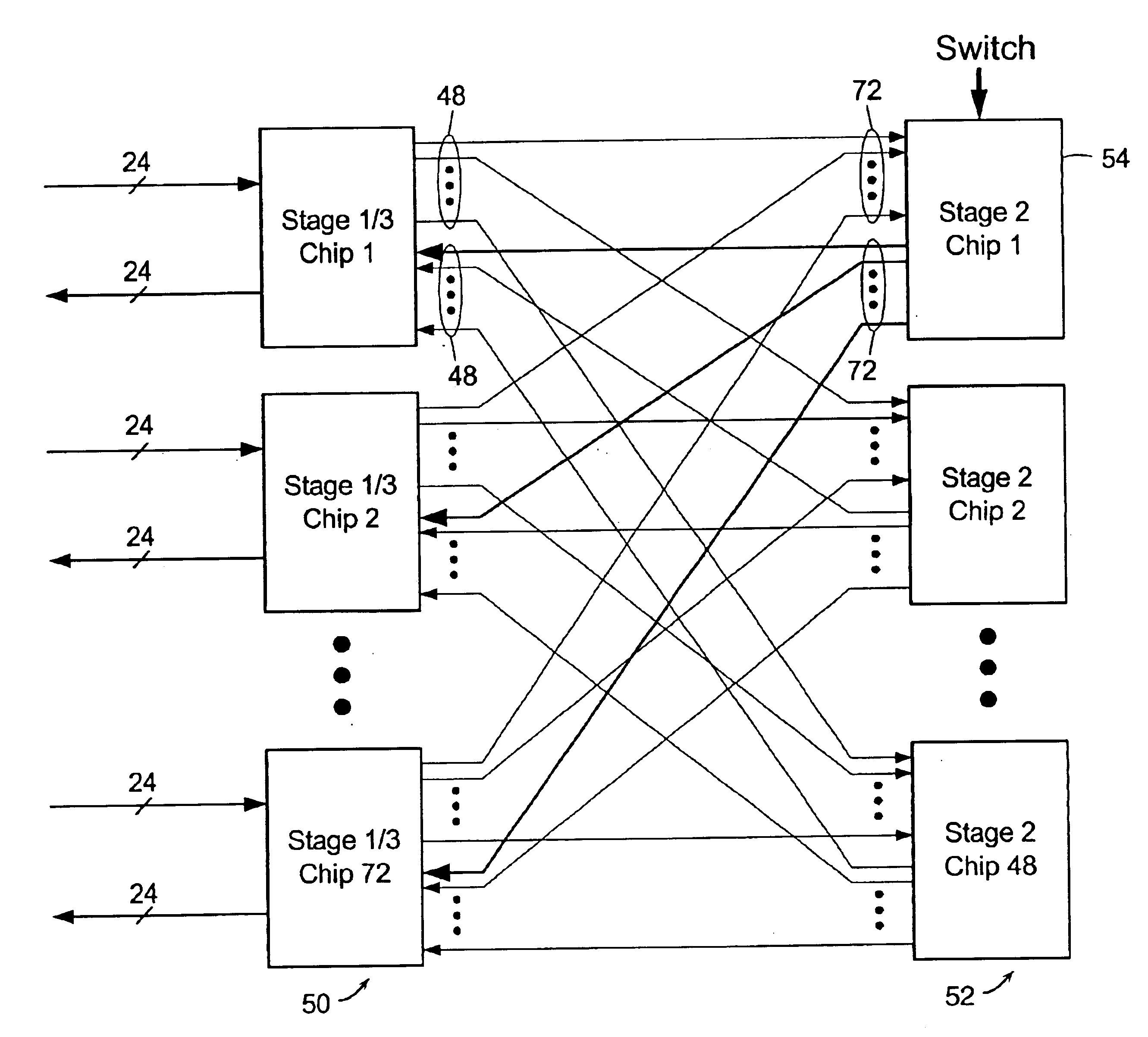 Multistage digital cross connect with integral frame timing