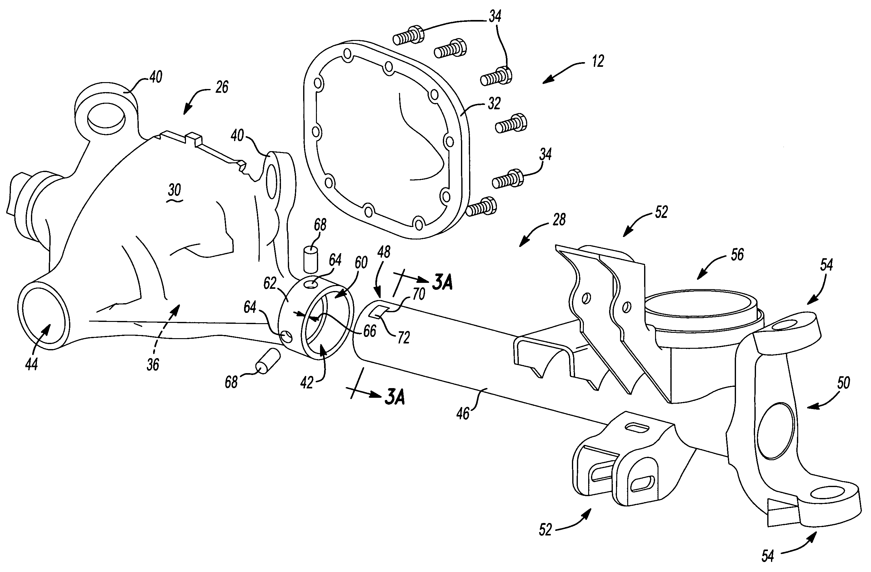 Axle housing assembly and method